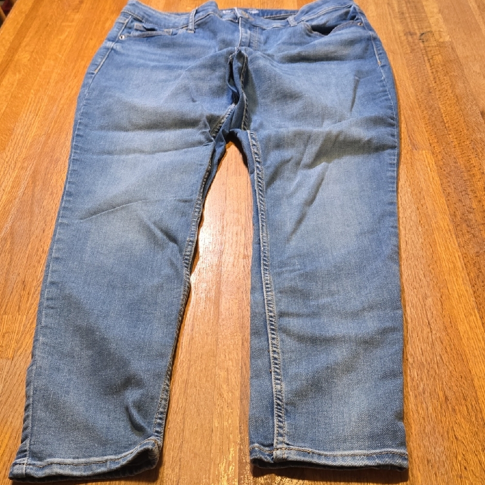 Old Navy Women 14 Denim Blue Mid-Raise Super Skinny 5 Pocket Button Zip Jeans